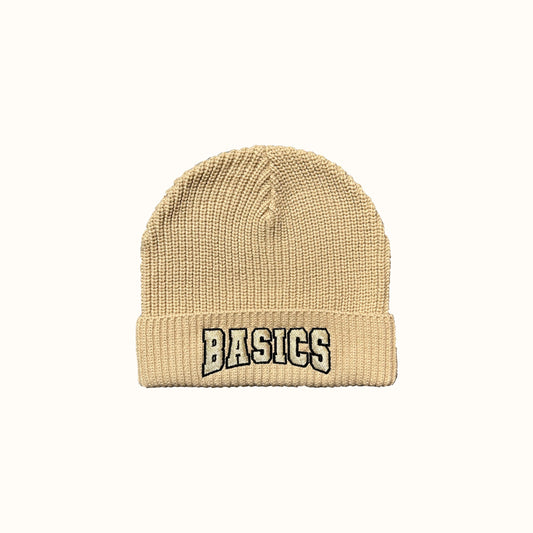 FLAT VARSITY BEANIE - SAND