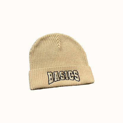 FLAT VARSITY BEANIE - SAND