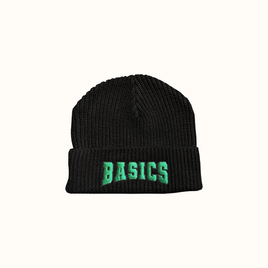 FLAT VARSITY BEANIE - BLACK